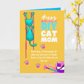 Carte Anniversaire de la MÈRE CHAT drôle à faire soi-mêm (Fleur jaune)