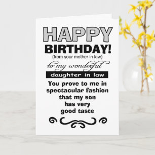 Carte anniversaire de la mère/de la loi à la fille/de la