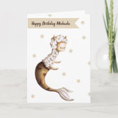 Carte Anniversaire de la mignonne Llama Mermaid (Devant)