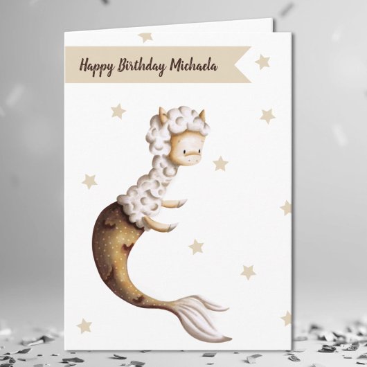 Carte Anniversaire de la mignonne Llama Mermaid