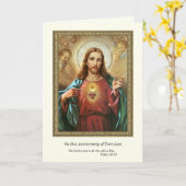 Carte Anniversaire de la mort Perte aimé Sacred Heart (Fleur jaune)