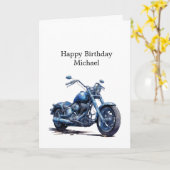 Carte Anniversaire de la Moto Bleue (Fleur jaune)