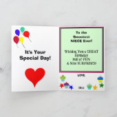 Carte Anniversaire de la Nièce Cupcake Rose NAME Tout Âg (Intérieur)