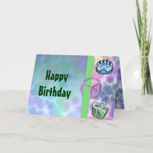 Carte Anniversaire de la paix de Tie Dye (Devant)