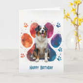 Carte Anniversaire de la Pawprint de berger australien (Fleur jaune)