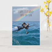 Carte Anniversaire de la pêche et de l'arc-en-ciel (Fleur jaune)