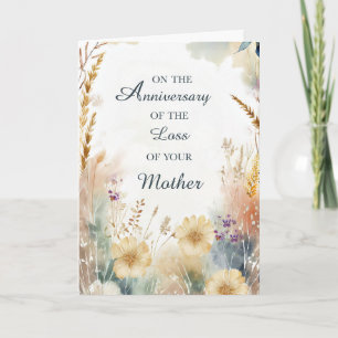 Carte Anniversaire de la perte de la mère avec les Fleur