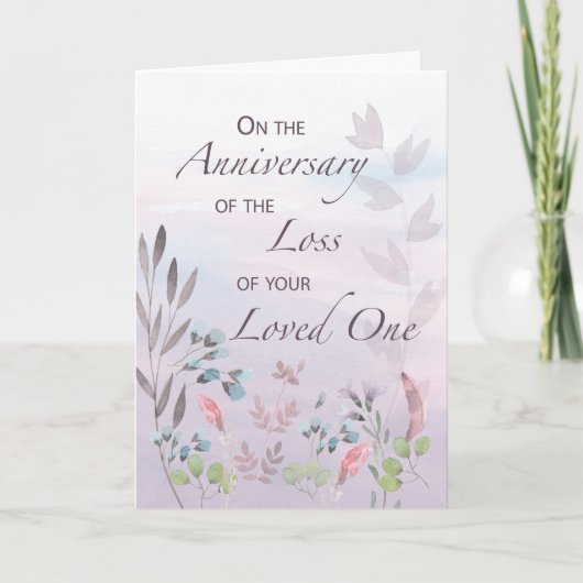 Carte Anniversaire de la perte de l'aquarelle Florals &  (Devant)