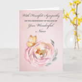 Carte Anniversaire de la perte du Rose papillon de nièce (Fleur jaune)
