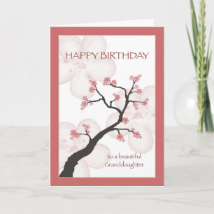 Carte Anniversaire de la petite-fille, Arbre à fleurs ch