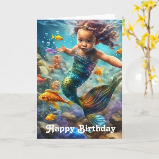 Carte Anniversaire de la petite sirène (Fleur jaune)