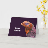 Carte Anniversaire de la photo Iguana Orange (Fleur jaune)