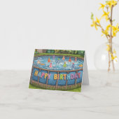 Carte anniversaire de la piscine portable (Fleur jaune)