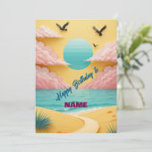 Carte Anniversaire de la plage tropicale (Debout devant)