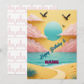 Carte Anniversaire de la plage tropicale (Devant / Derrière)