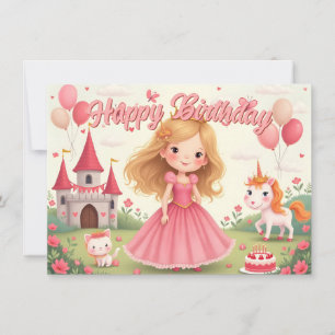Carte Anniversaire de la Princesse Fée dans un Rêve Rose