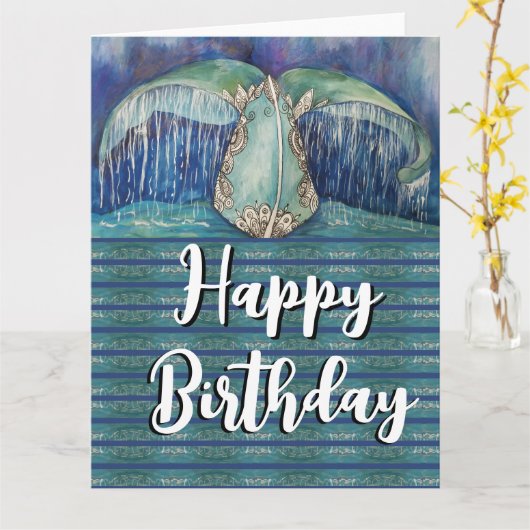 Carte anniversaire de la queue de baleine (Fleur jaune)