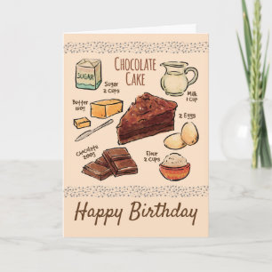 Carte Anniversaire de la recette de gâteau au chocolat