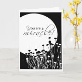 Carte Anniversaire de la reprise Noir Blanc Miracle (Fleur jaune)