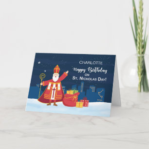 Carte Anniversaire de la Saint Nicolas Day Rempli Simple