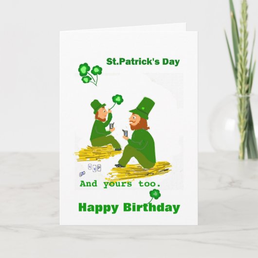 Carte Anniversaire de la Saint Patrick, Green Leprechaun (Devant)