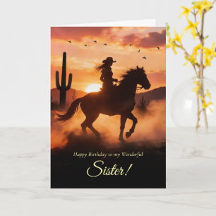 Carte Anniversaire de la sœur Mignonne Drôle Country Wes