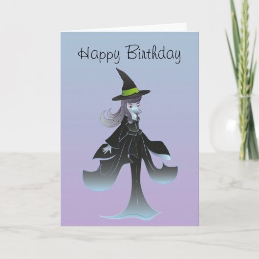 Carte Anniversaire de la sorcière mignonne (Devant)