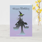 Carte Anniversaire de la sorcière mignonne (Fleur jaune)