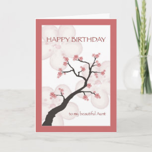 Carte Anniversaire de la tante, Arbre chinois en fleurs