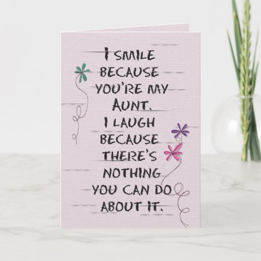 Carte Anniversaire de la tante aux fleurs de parties sci (Devant)