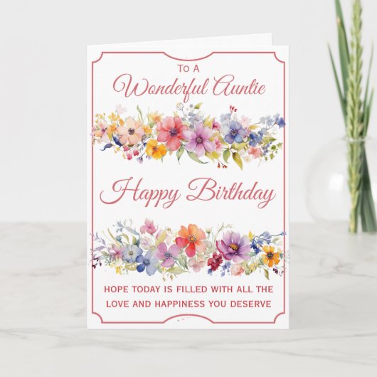 Carte Anniversaire de la tante Fleur sauvage Florale (Devant)