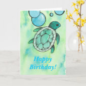 Carte Anniversaire de la tortue (Fleur jaune)