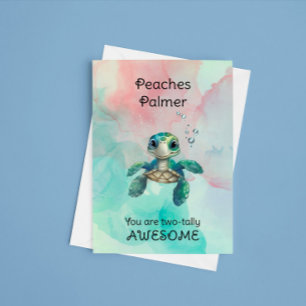 Carte Anniversaire de la tortue de deux ans