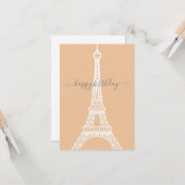 Carte Anniversaire de la tour Eiffel blanche moderne (Devant/Arrière en situation)