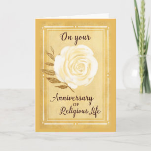 Carte Anniversaire de la vie religieuse, Nun White Rose