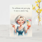 Carte Anniversaire de la vieille dame Humour (Fleur jaune)