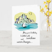 Carte Anniversaire de la ville de voilier (Fleur jaune)