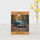 Carte Anniversaire de la Voiture Vintage (Fleur jaune)