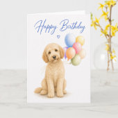 Carte Anniversaire de Labradoodle (Fleur jaune)