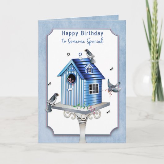 Carte Anniversaire de Lady Victorian Birdhouse Songbirds (Devant)