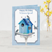Carte Anniversaire de Lady Victorian Birdhouse Songbirds (Fleur jaune)