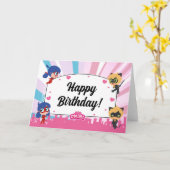 Carte Anniversaire de Ladybug et de Cat Noir Chibi (Fleur jaune)