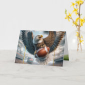 Carte Anniversaire de l'aigle à tête blanche avec footba (Fleur jaune)