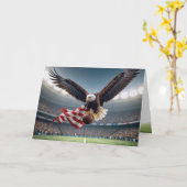 Carte Anniversaire de l'aigle à tête blanche avec footba (Fleur jaune)