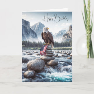 Carte Anniversaire de l'aigle à tête blanche avec un dra