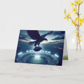 Carte Anniversaire de l'aigle à tête blanche survolant u (Fleur jaune)