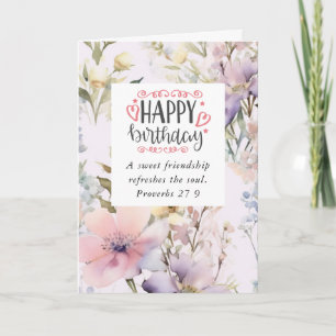 Carte Anniversaire de l'Ami Flower Garden Bible Verse