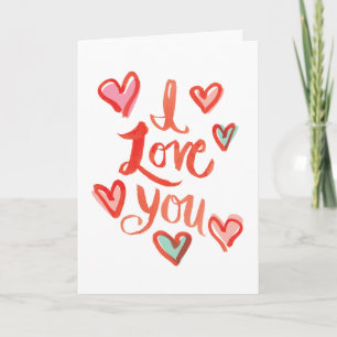 Carte Anniversaire de l'amour et des coeurs peints