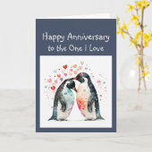 Carte Anniversaire de l'amour perpétuel et ami Penguin B (Fleur jaune)