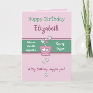 Carte Anniversaire de l'amoureux du café rose et vert